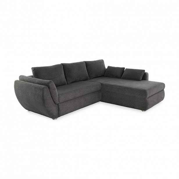 luma-home ROHOVÁ POHOVKA s funkcí rozkládání a úložným prostorem, 272 × 200 × 88 cm (Š×H×V), ležecká plocha 128 × 224 cm, manšestr tmavě šedý / 15226