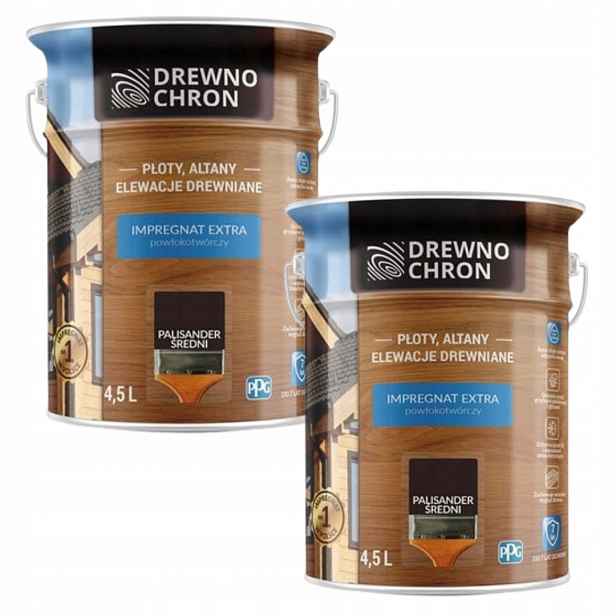 Set Drewnochron Extra 2x4,5L Impregnat Na Dřevo Palisandr Střední 9L