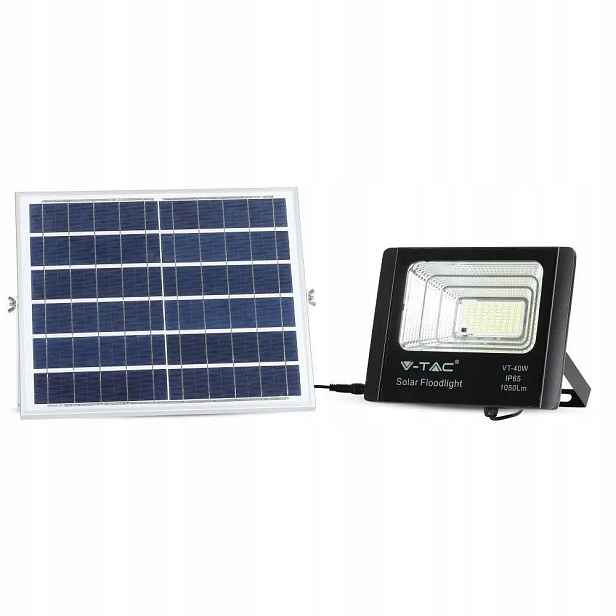 V-tac Solární Led zářič 16W černý IP65 dálkový ovladač časovač VT-40W 4000K