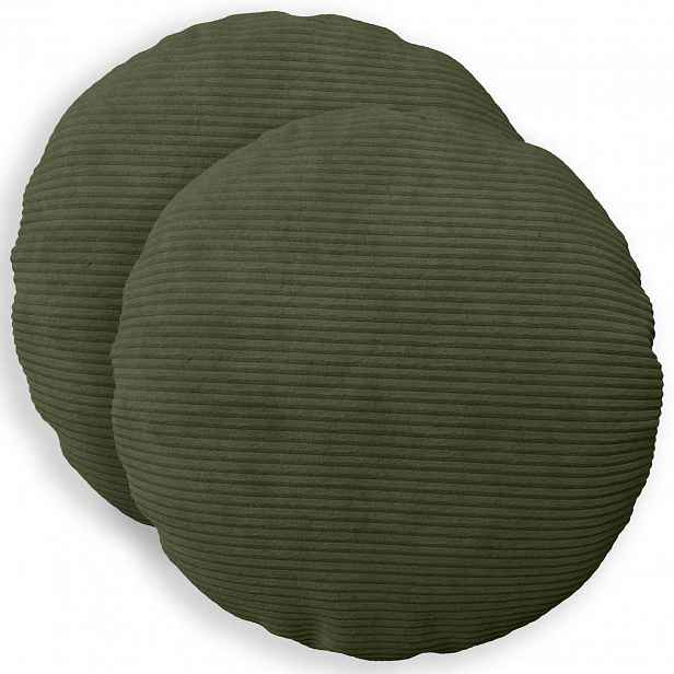 vidaXL Povlak na polštář 2 pcs HEERLEN Zelená Ø 40 cm manšestr