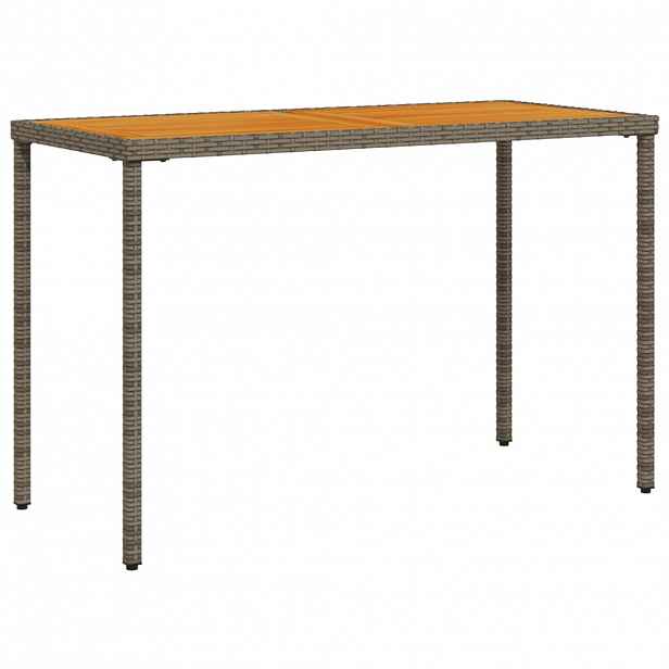 vidaXL Zahradní stůl s akáciovou deskou šedý 115x54x74 cm polyratan