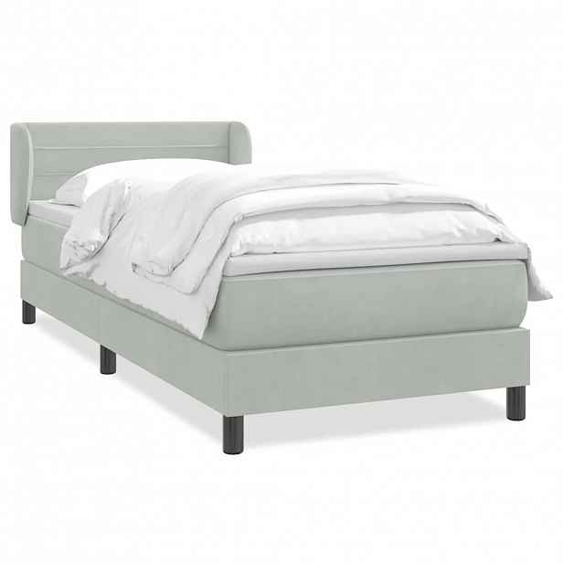 vidaXL Box spring postel s matrací světle šedá 80x220 cm samet