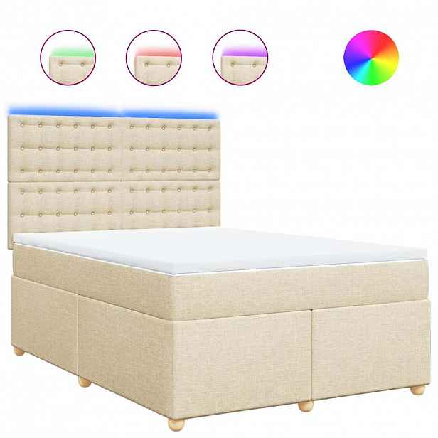 vidaXL Box spring postel s matrací krémová 140x190 cm textil