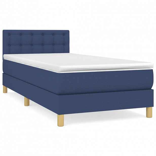 vidaXL Box spring postel s matrací modrá 80x200 cm textil