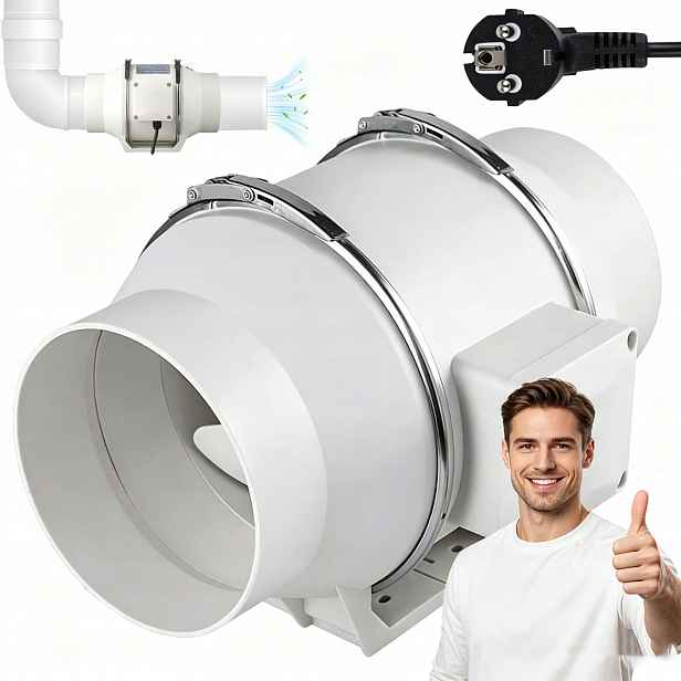 Koupelnový Ventilátor 220 V 40 W, Odtahový, Bílý Lesk, Montáž Bez Vrtání
