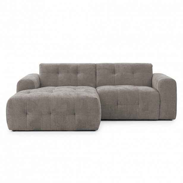 luma-home ROHOVÁ POHOVKA s otomanem vlevo, rafinovaným prošíváním, vlnovým pružinovým jádrem, Š234/H161/V79 cm, potah ze ženilky v hnědé barvě taupe /