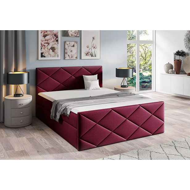 Postel s matrací a roštem HALKA - 200x220, červená 1 + topper ZDARMA