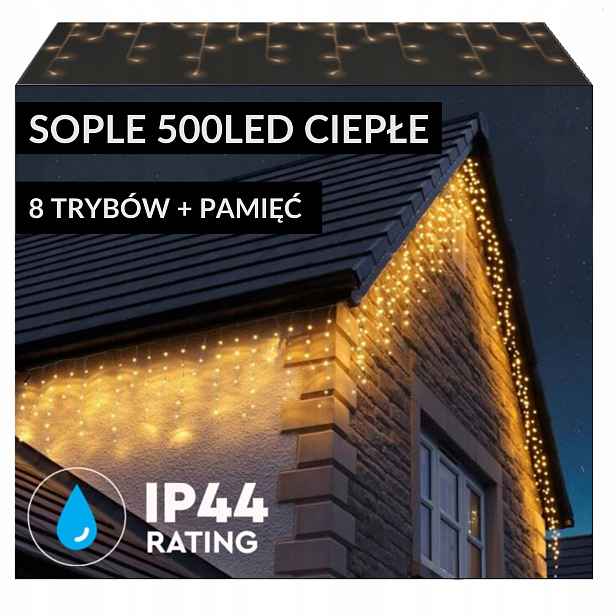 Rampouchy 500 Led Venkovní Osvětlení Vánoční Teplá S Pamětí 8 Režimů IP44
