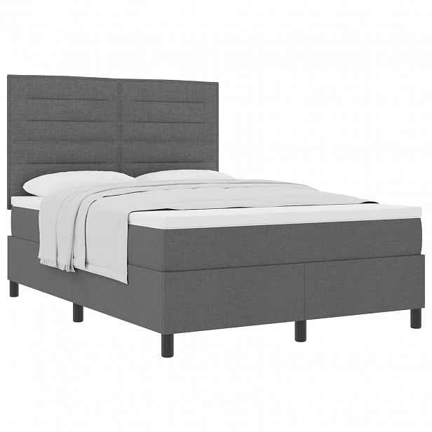 vidaXL Postel s boxspringem s matrací Tmavě šedá 140 x 200 cm textil