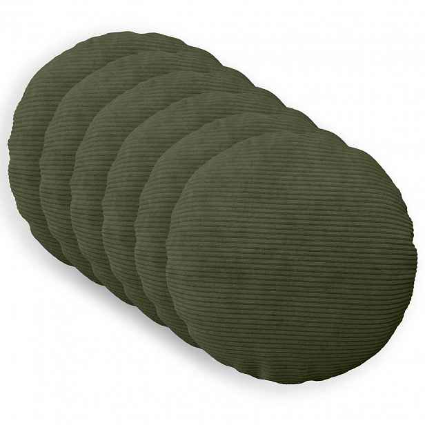 vidaXL Povlak na polštář 6 pcs HEERLEN Zelená Ø 40 cm manšestr
