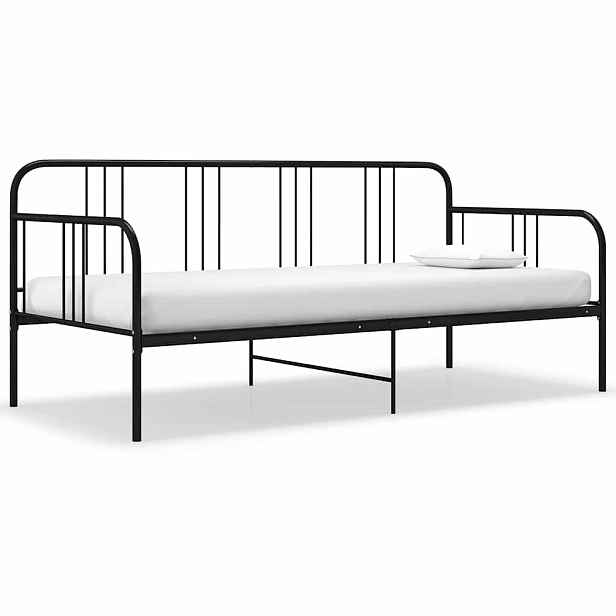 vidaXL Rám postele bez matrace černý kov 90 x 200 cm