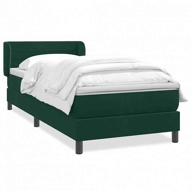vidaXL Box spring postel s matrací tmavě zelená 80x220 cm samet