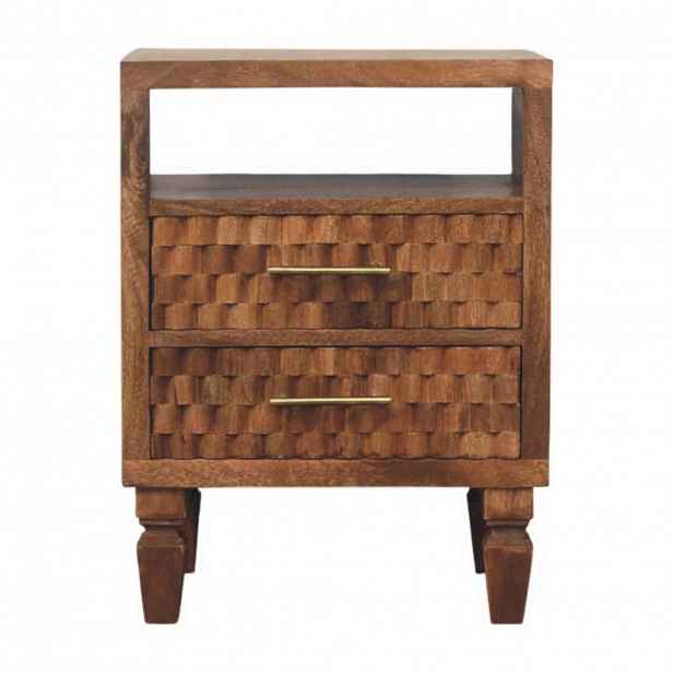 Artisan Furniture NOČNÍ STOLKY v dubovém vzhledu s 1 zásuvkou, 1 otevřenou přihrádkou, béžové