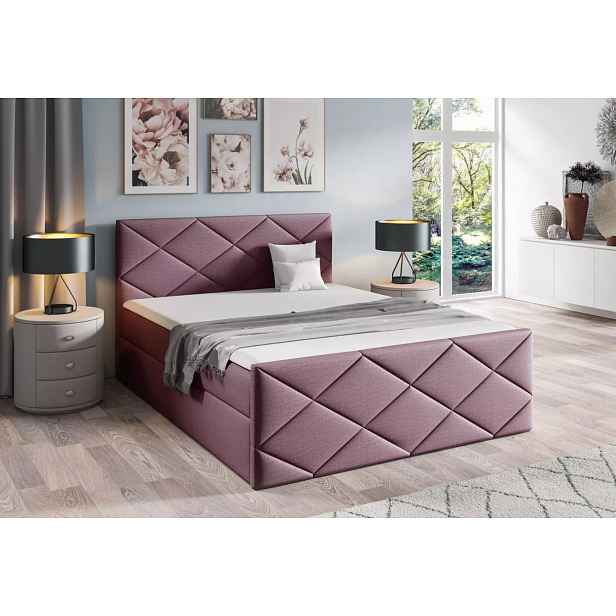 Postel s matrací a roštem HALKA - 200x220, fialová 1 + topper ZDARMA