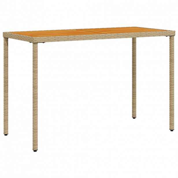 vidaXL Zahradní stůl s akáciovou deskou béžový 115x54x74 cm polyratan