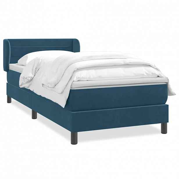 vidaXL Box spring postel s matrací tmavě modrá 80x220 cm samet