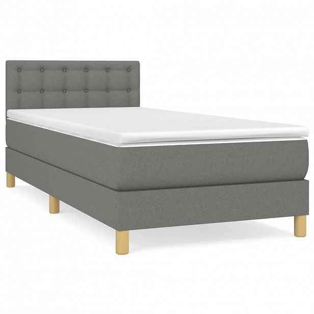 vidaXL Box spring postel s matrací tmavě šedá 90x190 cm textil