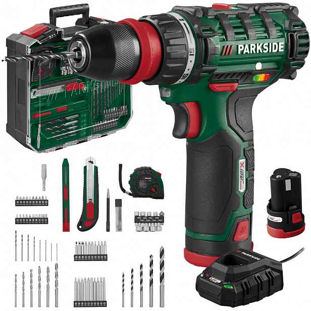 Akumulátorová Vrtačka Parkside Pbsa F5 12V Šroubovák Kufr 40 Bitů