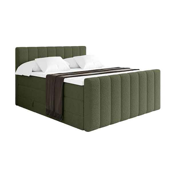 ALTDECOR BOXSPRINGOVÁ POSTEL s matrací H3/H4 - OTTA-Z KING - 200x200 cm Zelená