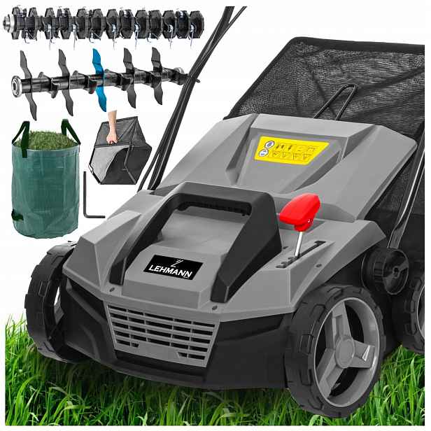 Elektrický Provzdušňovač Kultivátor Vertikutátor Trávy 58 CM Regulace 50L 2600W