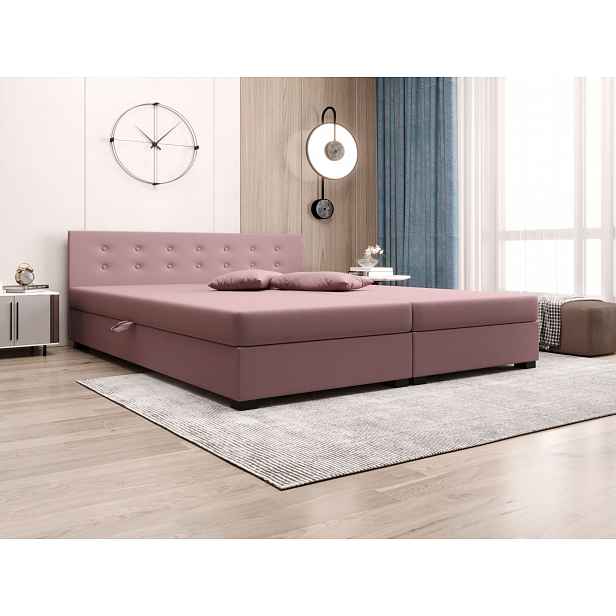 Manželská postel s úložným prostorem 180x200 ROSIE 11 - růžová