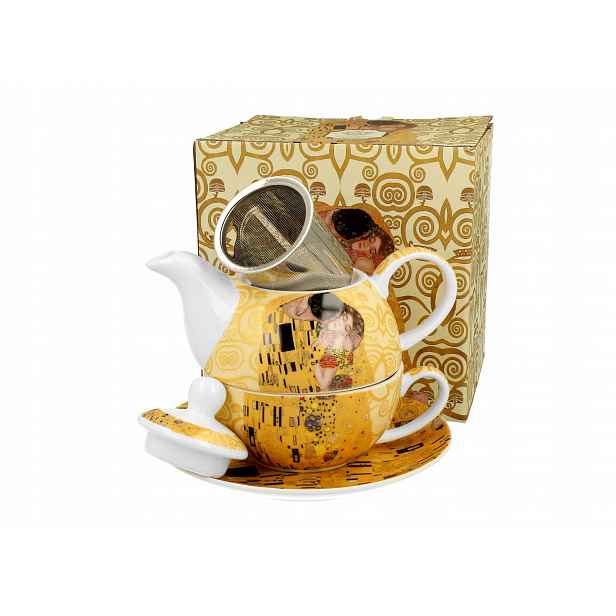 Šálek s konvičkou a podšálkem The Kiss Ecru tea for one