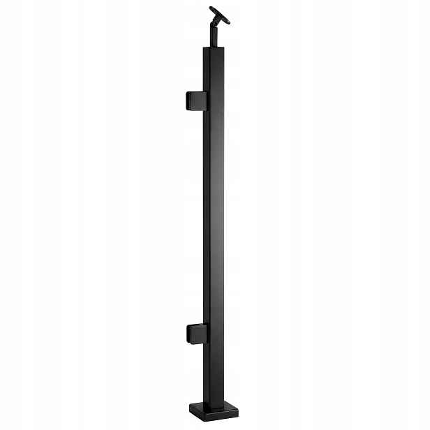 Startovací sloupek pro skleněné zábradlí 100 cm Černý 40x40 mm Loft