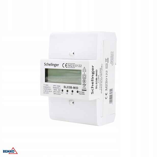 Třífázový Elektroměr Schelinger SL03B 100A MID Din Kalibrace