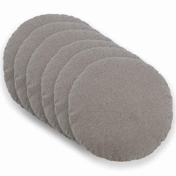 vidaXL Povlak na polštář 6 pcs HEERLEN Světle šedá Ø 40 cm Bouclé