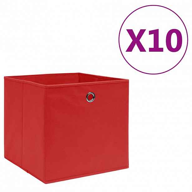 vidaXL Úložné boxy 10 ks netkaná textilie 28 x 28 x 28 cm červené