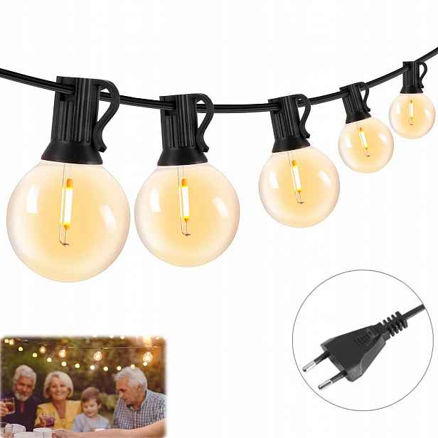 Zahradní Světelná Girlanda 15 m 50 Led Zahradní lampy Venkovní proud IP44