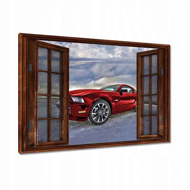 Obrazy 120x80 Červený Mustang Sníh