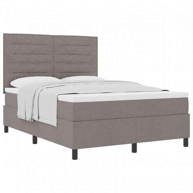 vidaXL Postel s boxspringem s čelo Taupe 140 x 200 cm textil