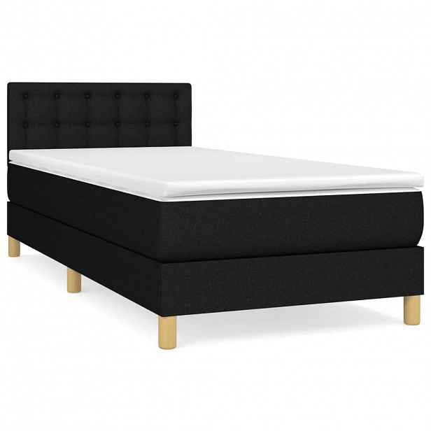 vidaXL Box spring postel s matrací černá 90x190 cm textil