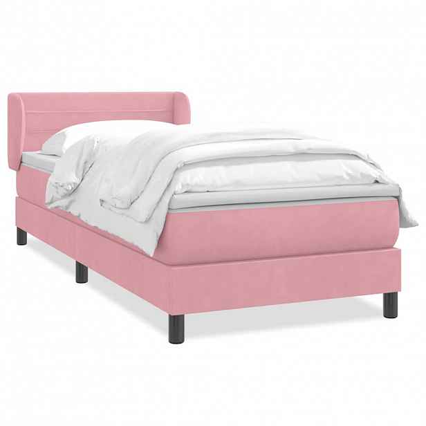 vidaXL Box spring postel s matrací růžová 80x220 cm samet