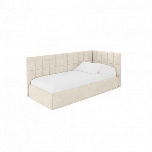 ALTDECOR JEDNOLŮŽKOVÁ POSTEL pro mládež s úložným prostorem a matrací H3/H4, vlevo - TULY 80x200 béžová
