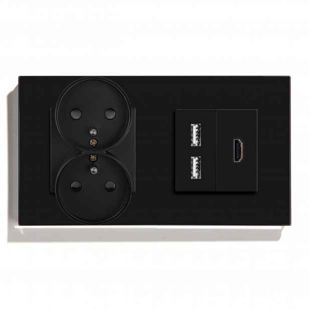 Dvojitá Skleněná Zásuvka Nabíječka Portů 2x Usb A 2.4 A Hdmi Konektor