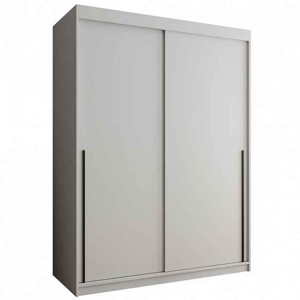Home Collective ŠATNÍ SKŘÍŇ S POSUVNÝMI DVEŘMI 150 cm šířka, bílá s černým úchytem