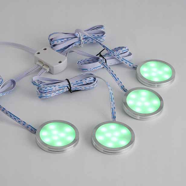 4ks Sada nábytkových oček nad pracovní deskou Led podskříňové kuchyňské svítidlo 2.5W Rgb