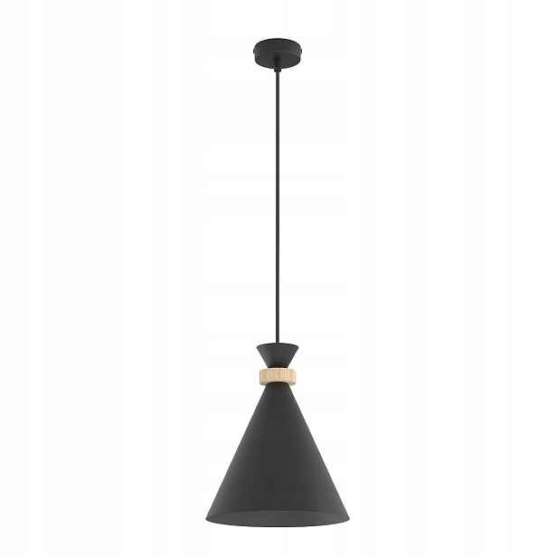 Emibig Zero závěsná lampa černá dřevo 1xE27 skandinávská