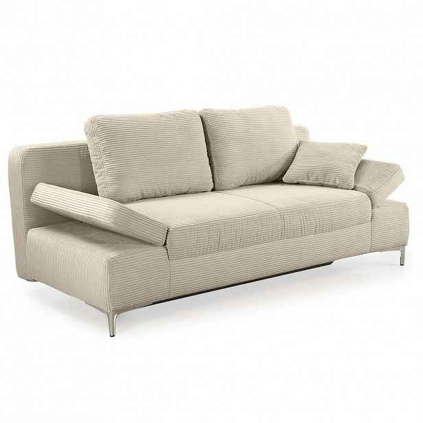 luma-home ROZKLÁDACÍ POHOVKA s úložným prostorem, pružinovým jádrem, nastavitelnými opěrkami, Š202/H103/V89 cm, manšestr béžovo-šedý / 15203