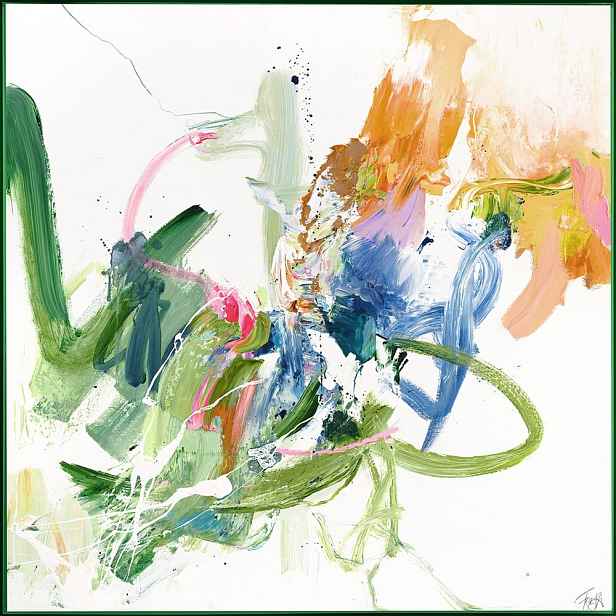 Obraz s ručně malovanými prvky 102x102 cm Confidential Green – Malerifabrikken