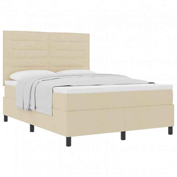 vidaXL Postel s boxspringem s matrací Krémová 140 x 200 cm textil