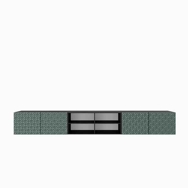 MASSENO ZÁVĚSNÝ TV STOLEK ROVA, 300/41/40 cm, černý /, zelený