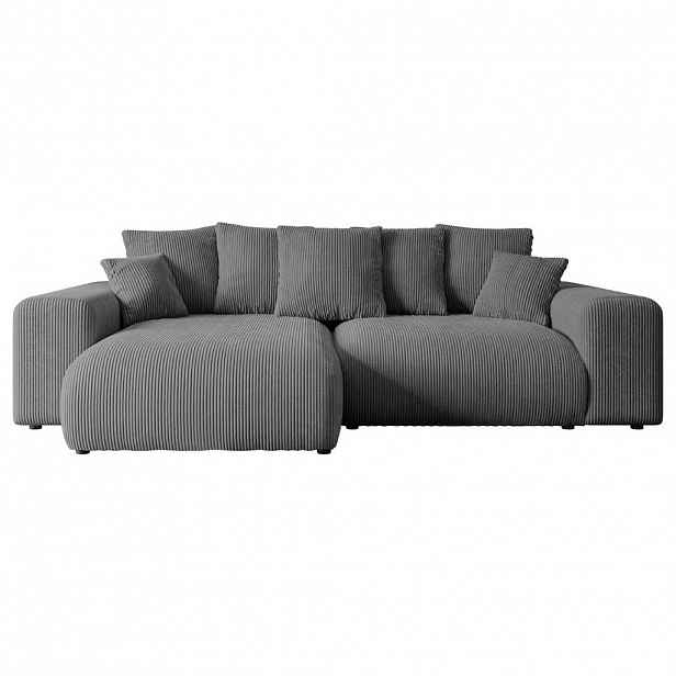 ALTDECOR ROHOVÁ SEDACÍ SOUPRAVA s otomanem vlevo ESKAR-L 266x176x72 tmavě šedý manšestr