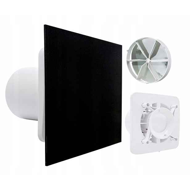 Koupelnový ventilátor Vents Fi 100 mm Higrostat Timer Panel Černý Ventil