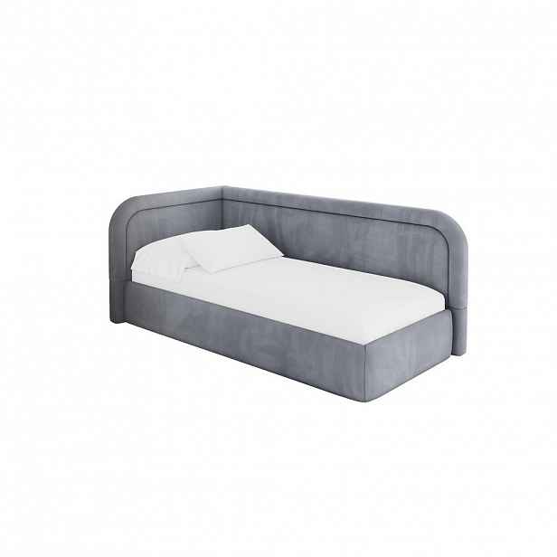 ALTDECOR JEDNOLŮŽKOVÁ POSTEL pro mládež s úložným prostorem a matrací H3/H4, vpravo - JOVY 80x200 šedá