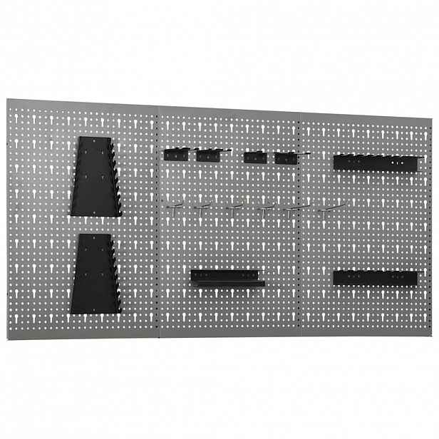 vidaXL Nástěnné děrované panely 3 ks 40 x 58 cm ocel