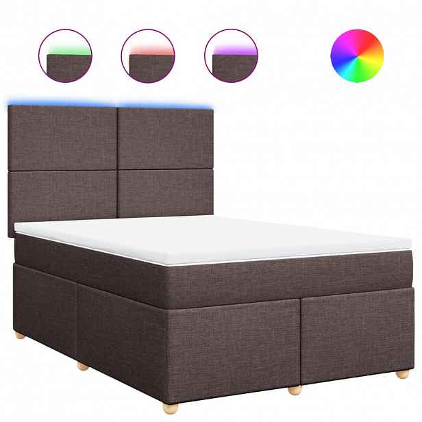 vidaXL Box spring postel s matrací tmavě hnědá 140x200 cm textil