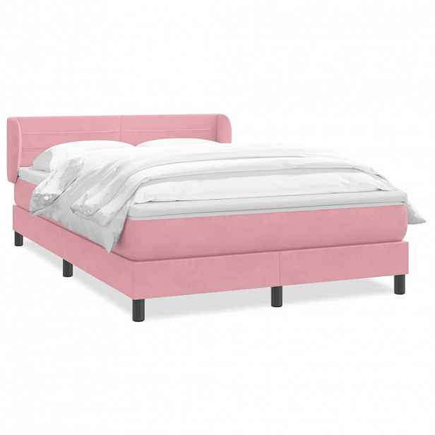 vidaXL Box spring postel s matrací růžová 140x220 cm samet